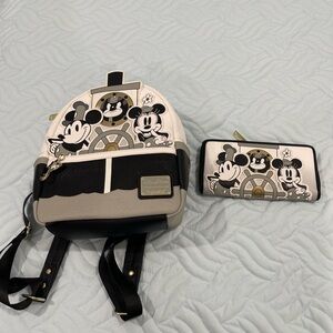 Steamboat Willie Disney Loungefly with matching wallet
